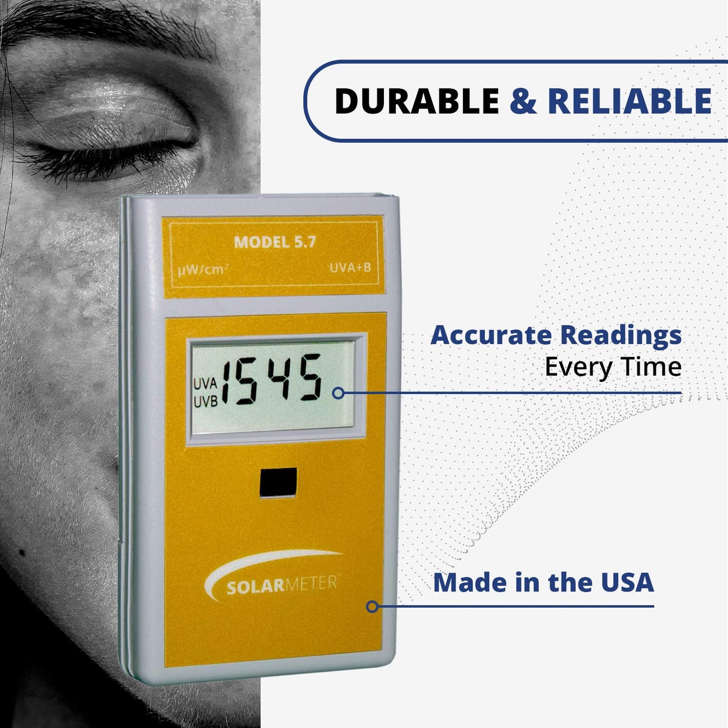 Solarmeter Model 5.7 – Sensitive UVA & UVB Total UV Light Meter, Handheld Digital Radiometer & Bulb Tester, Measures 0–1999 µW/cm², Made in USA
