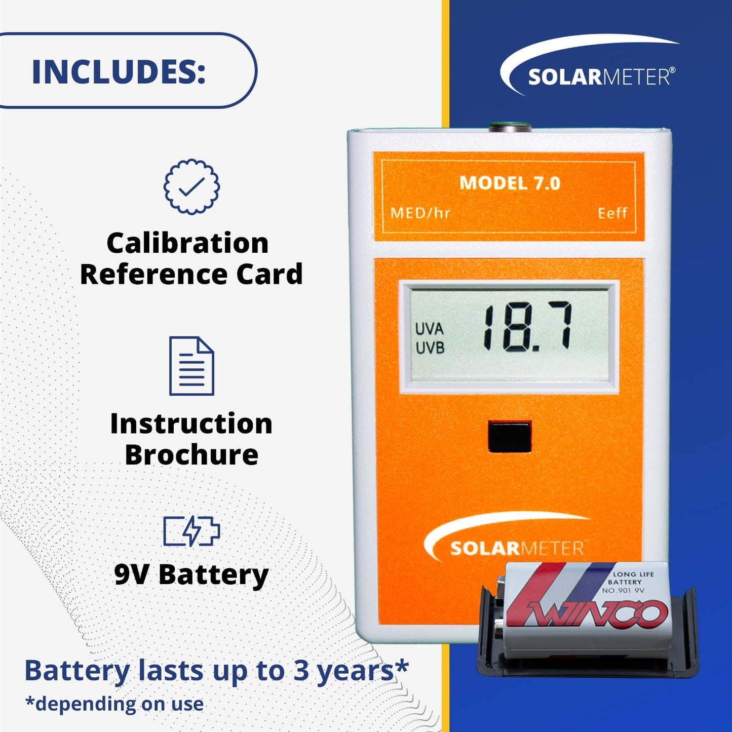 Solarmeter Model 7.0 – Erythema UV Meter for Sunburn Risk, Solar Exposure & UV Safety Monitoring