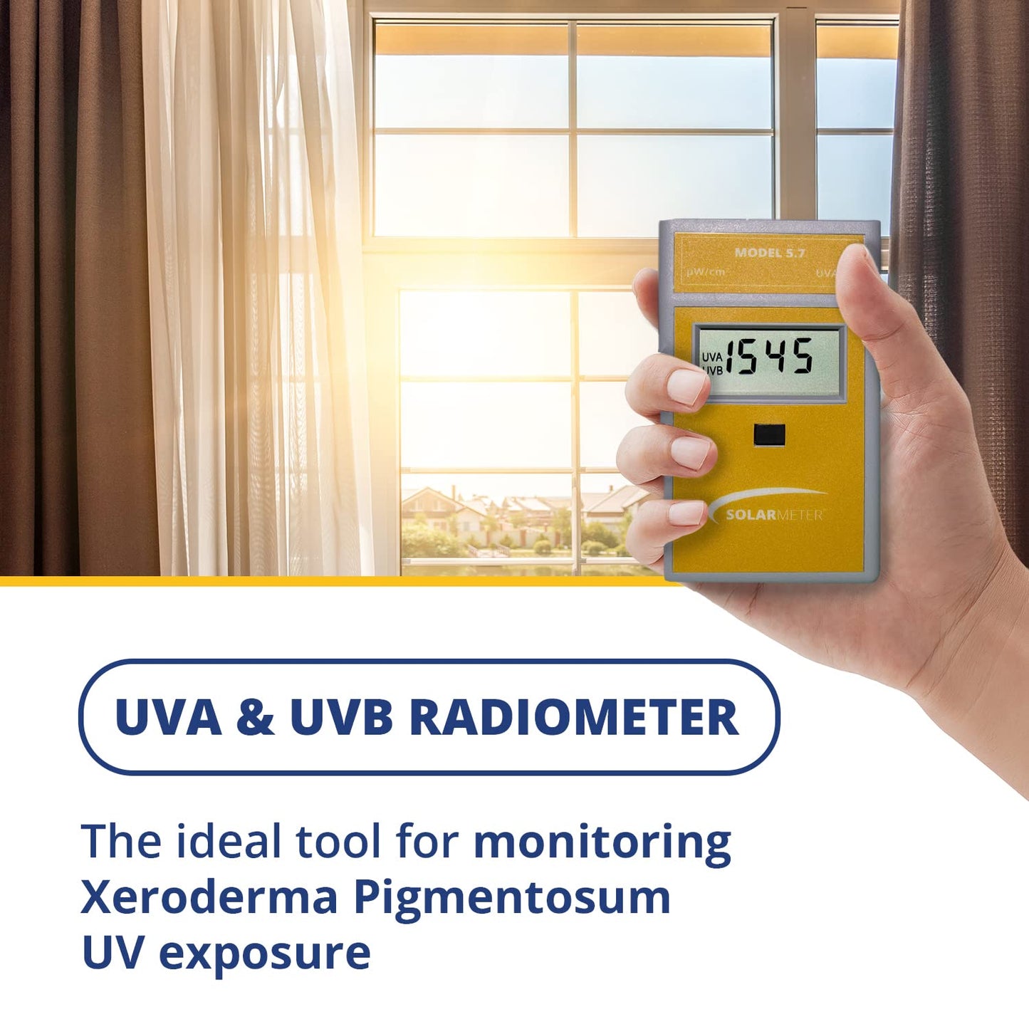 Solarmeter Model 5.7 – Sensitive UVA & UVB Total UV Light Meter, Handheld Digital Radiometer & Bulb Tester, Measures 0–1999 µW/cm², Made in USA