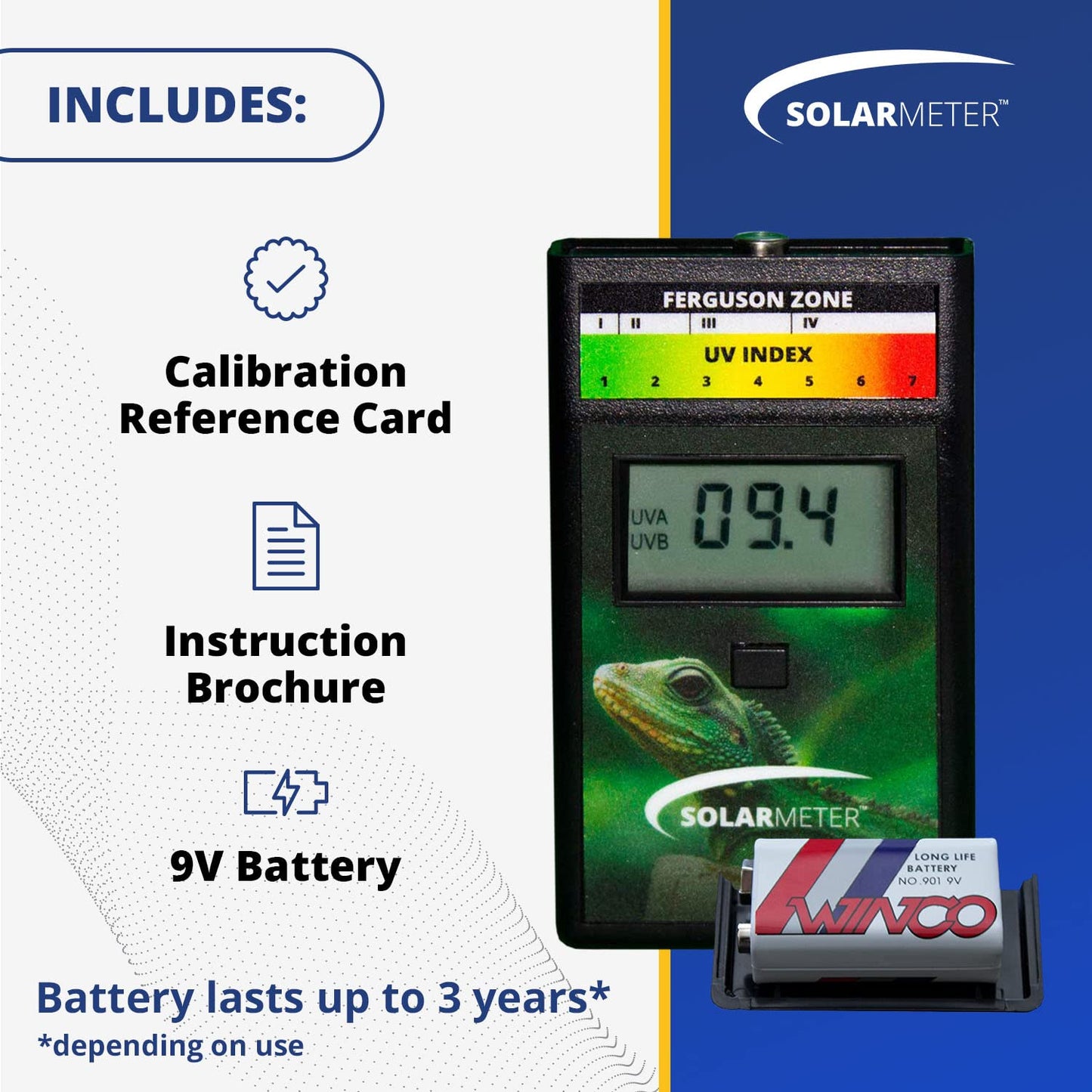 Solarmeter Model 6.5R – Handheld Reptile UV Index Meter, Digital Radiometer, Measures 280-400 nm, 0–199.9 UV Index, Made in USA, Black ABS Polymer