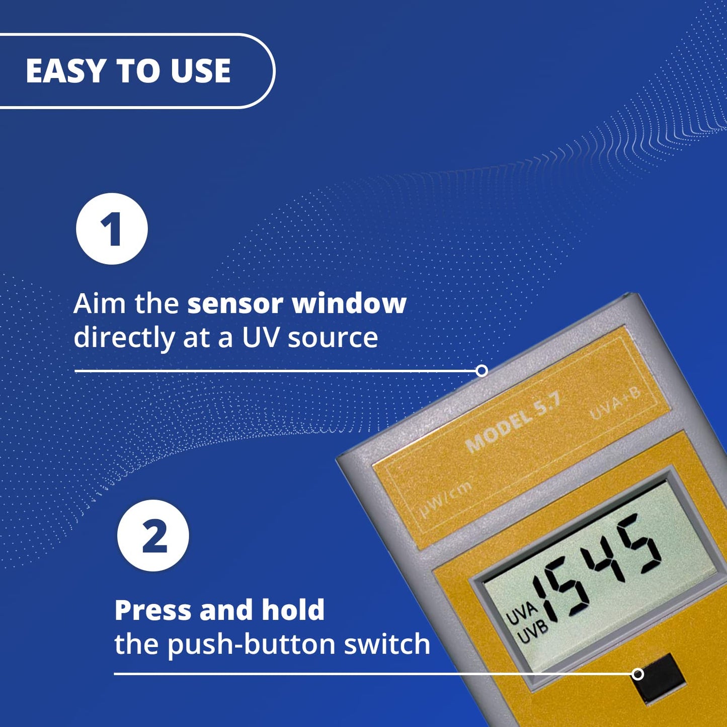 Solarmeter Model 5.7 – Sensitive UVA & UVB Total UV Light Meter, Handheld Digital Radiometer & Bulb Tester, Measures 0–1999 µW/cm², Made in USA