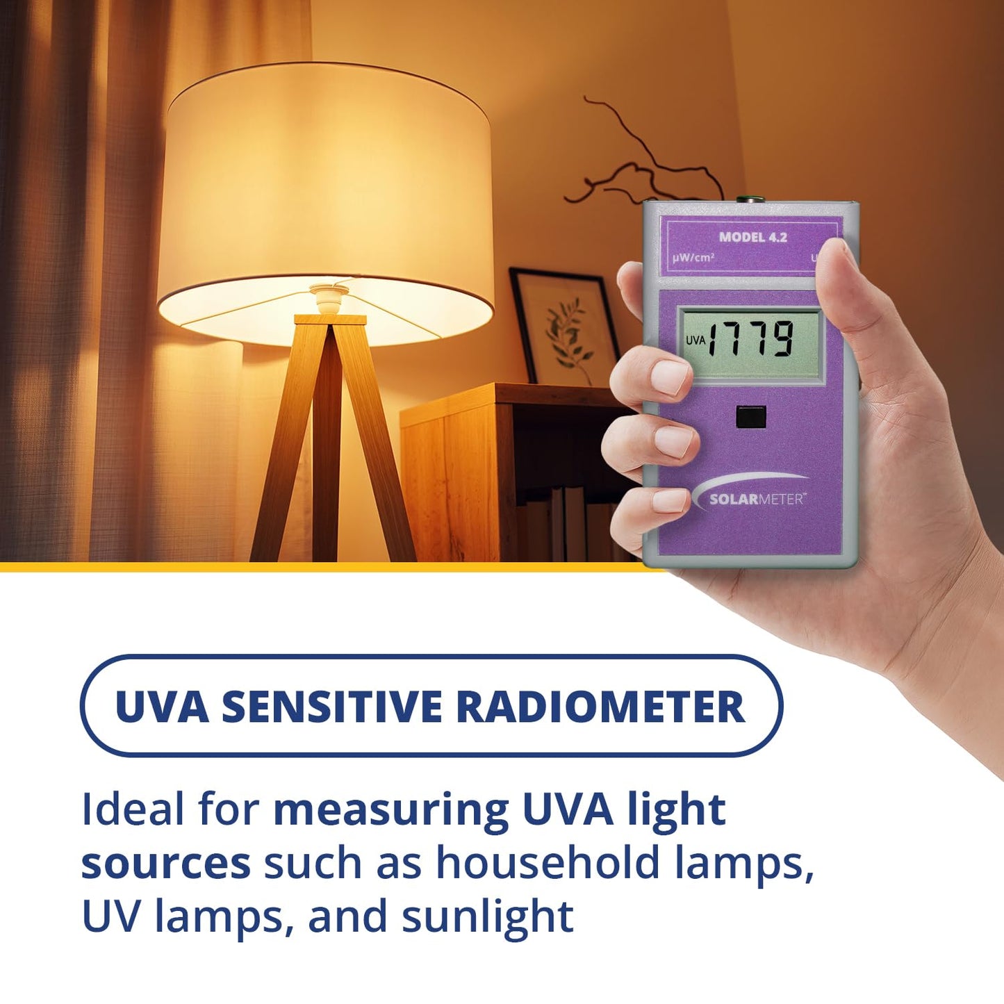Solarmeter Model 4.2 – Sensitive Digital UVA Meter for UV Lamp & Sunlight Testing – Measures 320–400 nm, 0–1999 µW/cm² UVA