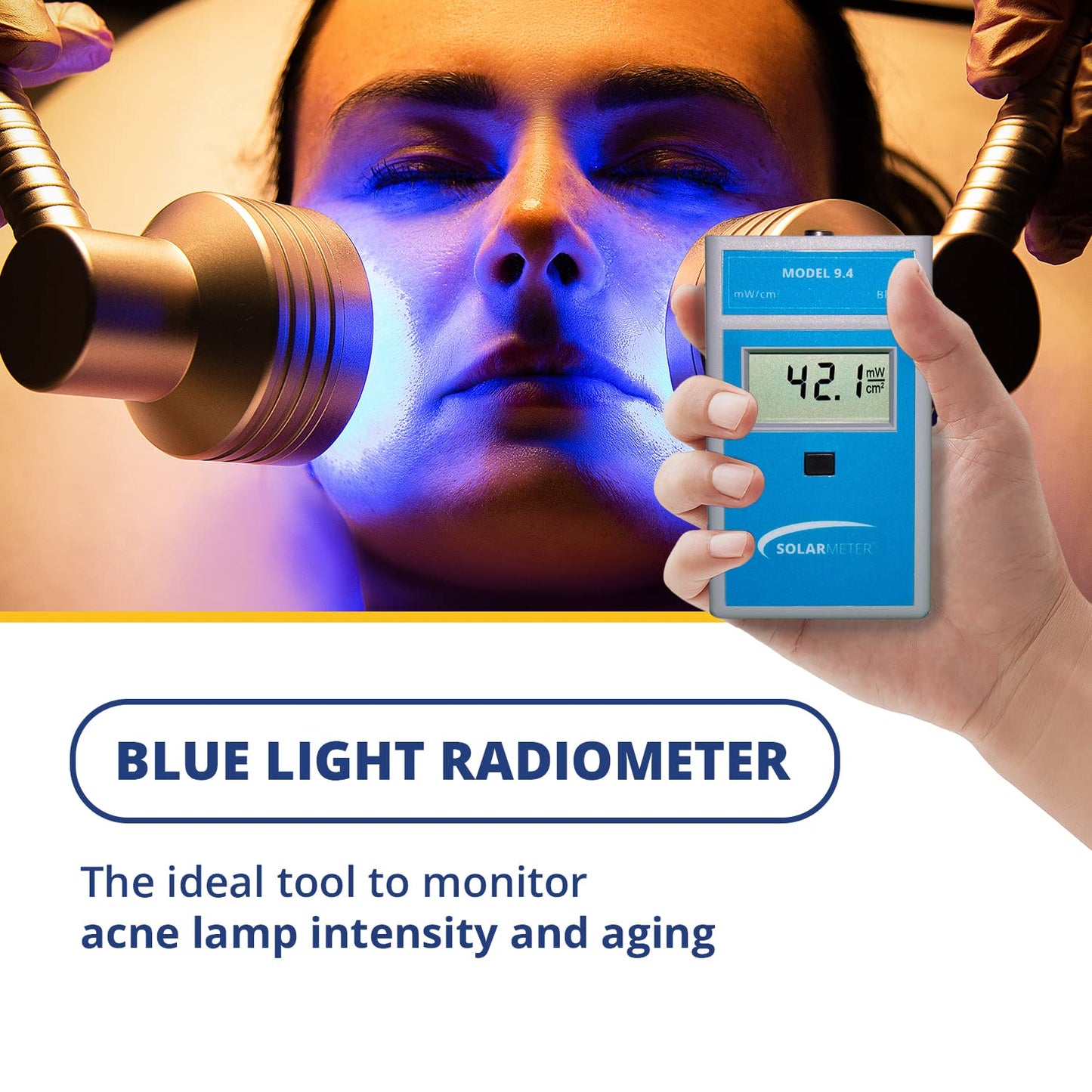 Solarmeter Model 9.4 – Visible Blue Light Meter for Aquarium Lamps, Acne & Bilirubin Phototherapy – Handheld Digital Radiometer, 0-199.9 mW/cm², Made in USA