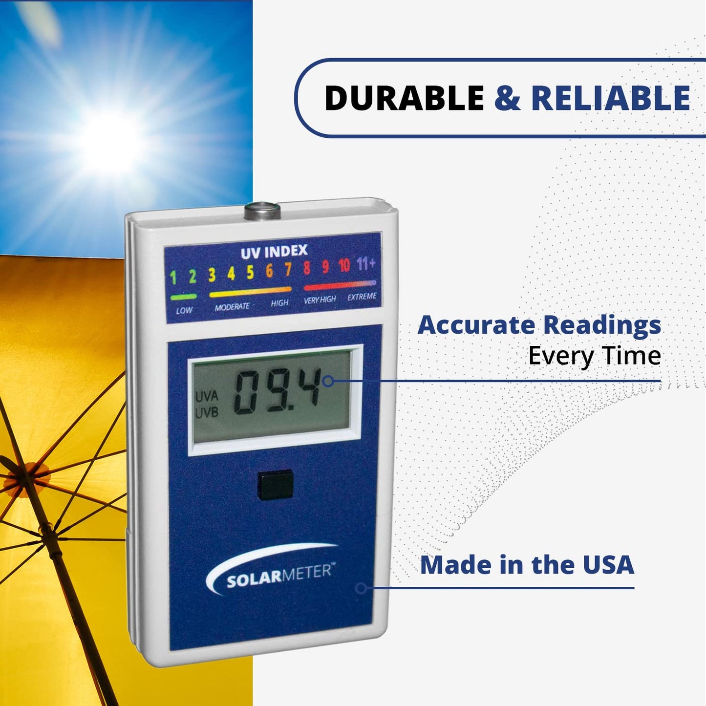 Solarmeter Model 6.5 – Handheld UV Index Meter for Accurate Ultraviolet Light Measurement, 280-400 nm, 0–199.9 UV Index, Made in USA