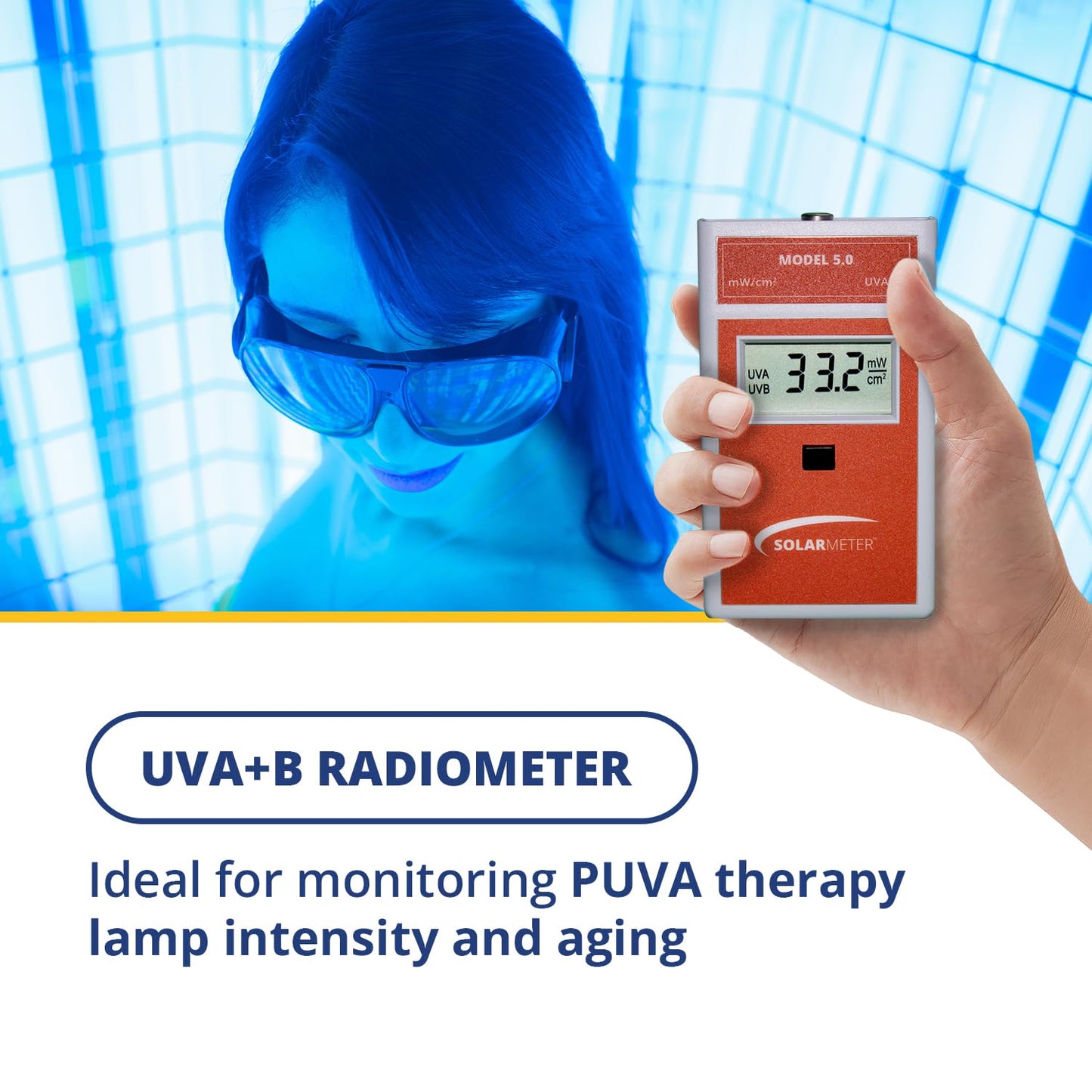 Solarmeter Model 5.0 – Digital UVA+B Light Meter for Curing Lamps, Eyewear Testing & Window Film Measurement